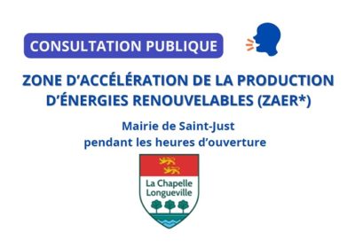 Zones d’accélération des énergies renouvelables (ZAER) –  CONSULTATION PUBLIQUE DU 15 AU 26 AVRIL 2024