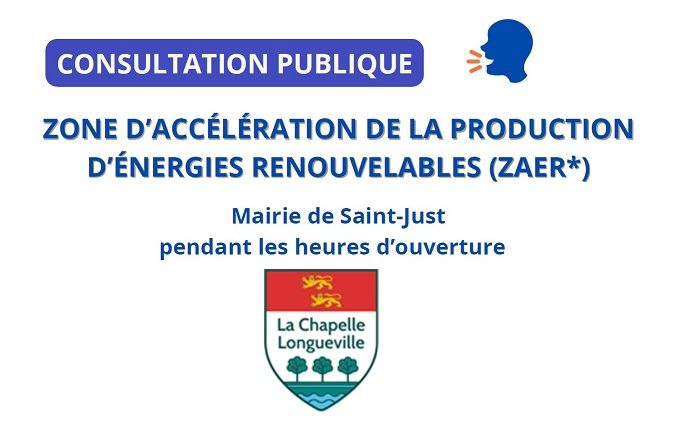 Zones d’accélération des énergies renouvelables (ZAER) –  CONSULTATION PUBLIQUE DU 15 AU 26 AVRIL 2024